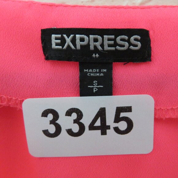Express* Women's Short Sleeve Boat Neck Curved Hem Pink Sheer Blouse~ Size SP - Picture 3 of 12